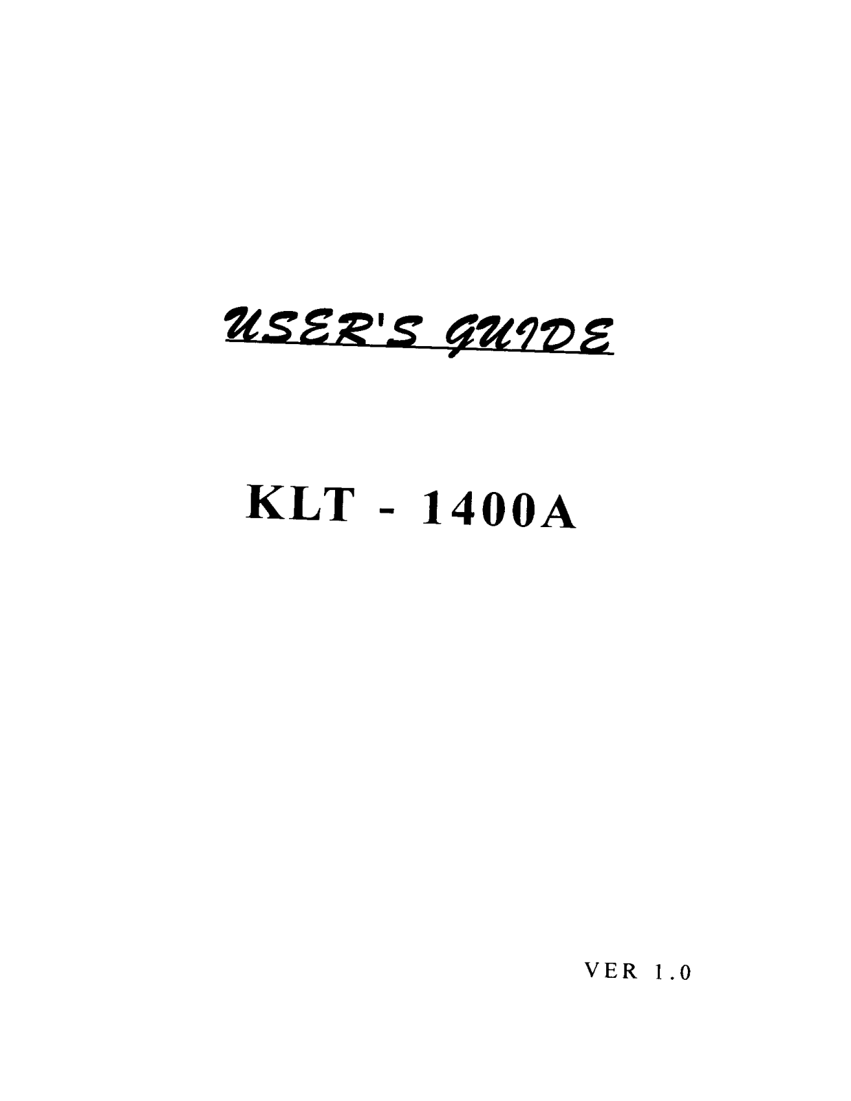 Korea Data Systems Co KLT 1400A User Manual