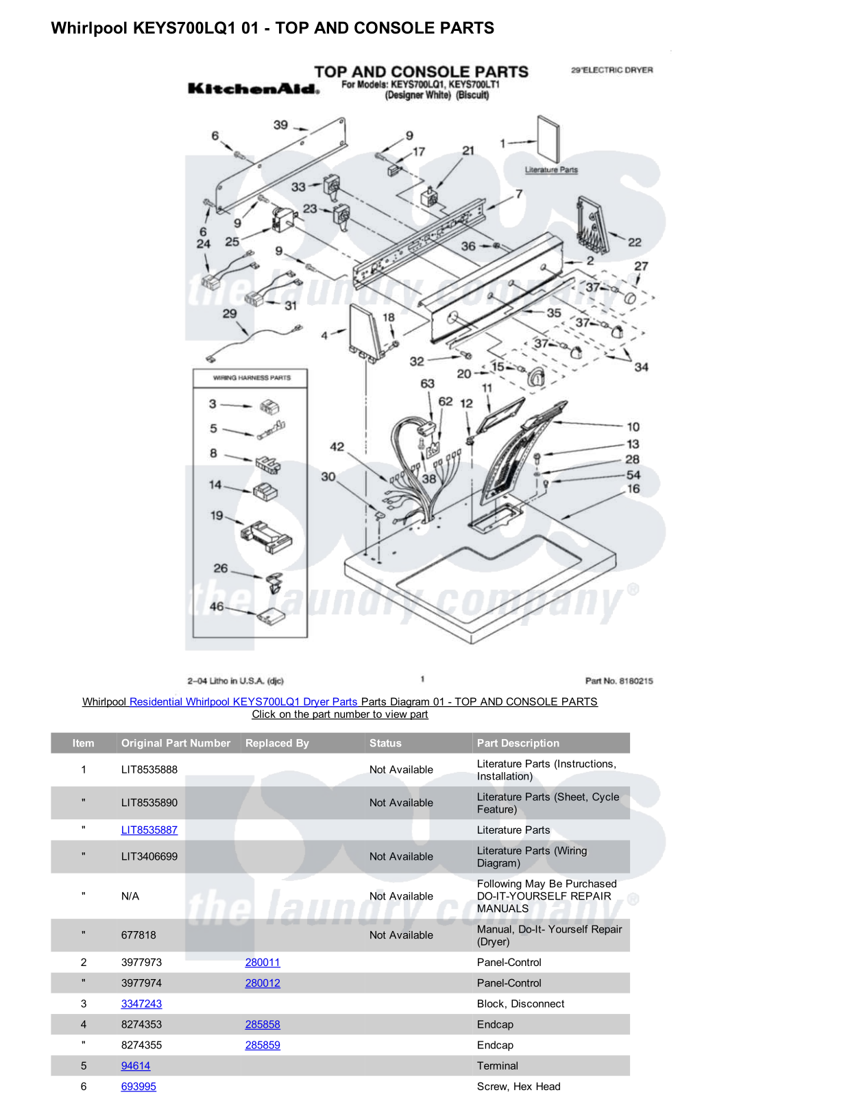Whirlpool KEYS700LQ1 Parts Diagram