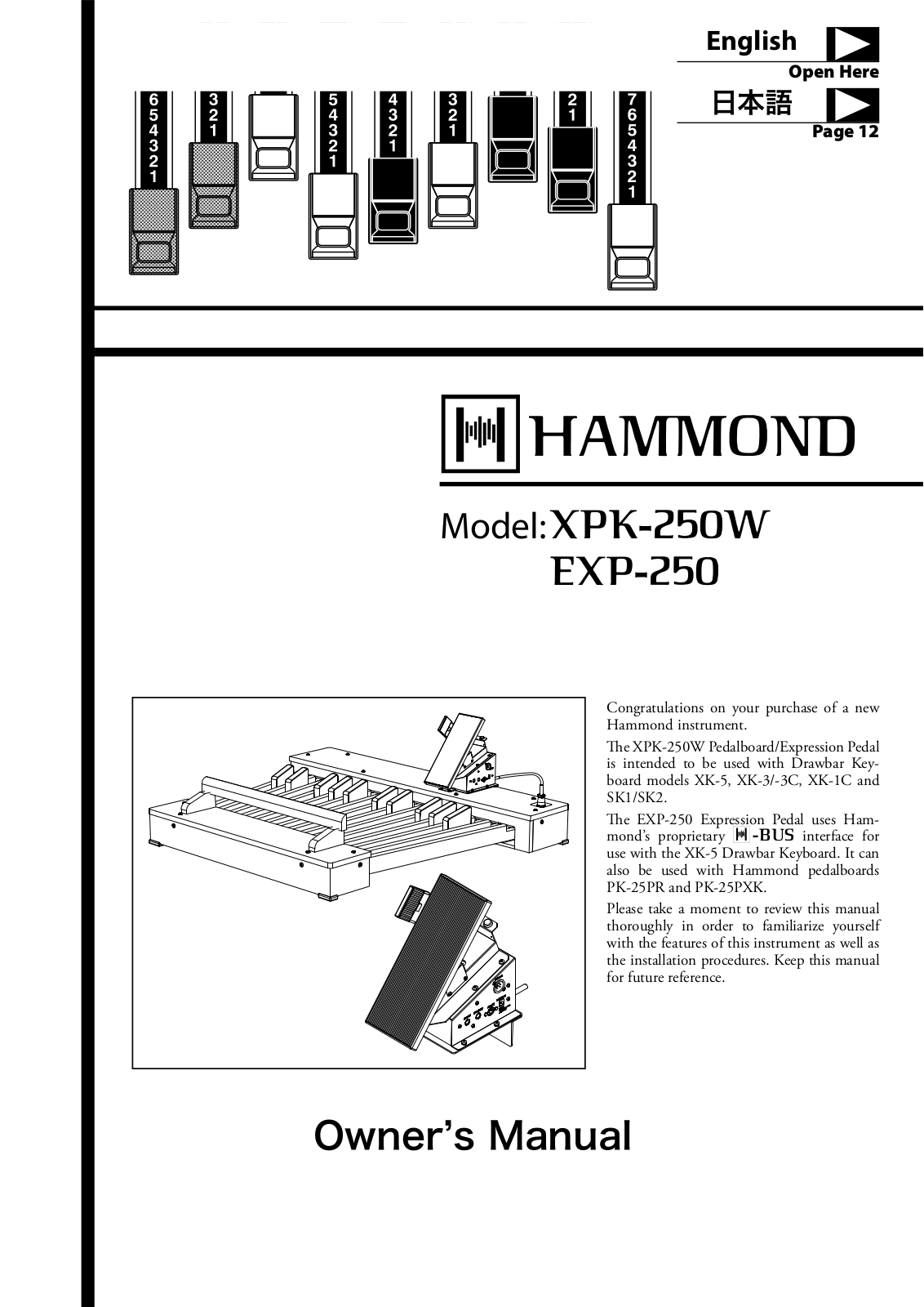 Hammond XPK-250W, EXP-250 Owner's Manual