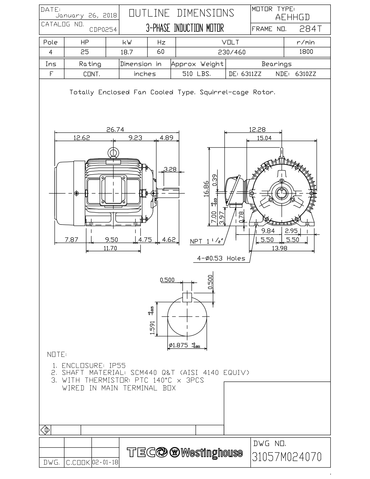 Teco CDP0254 Reference Drawing