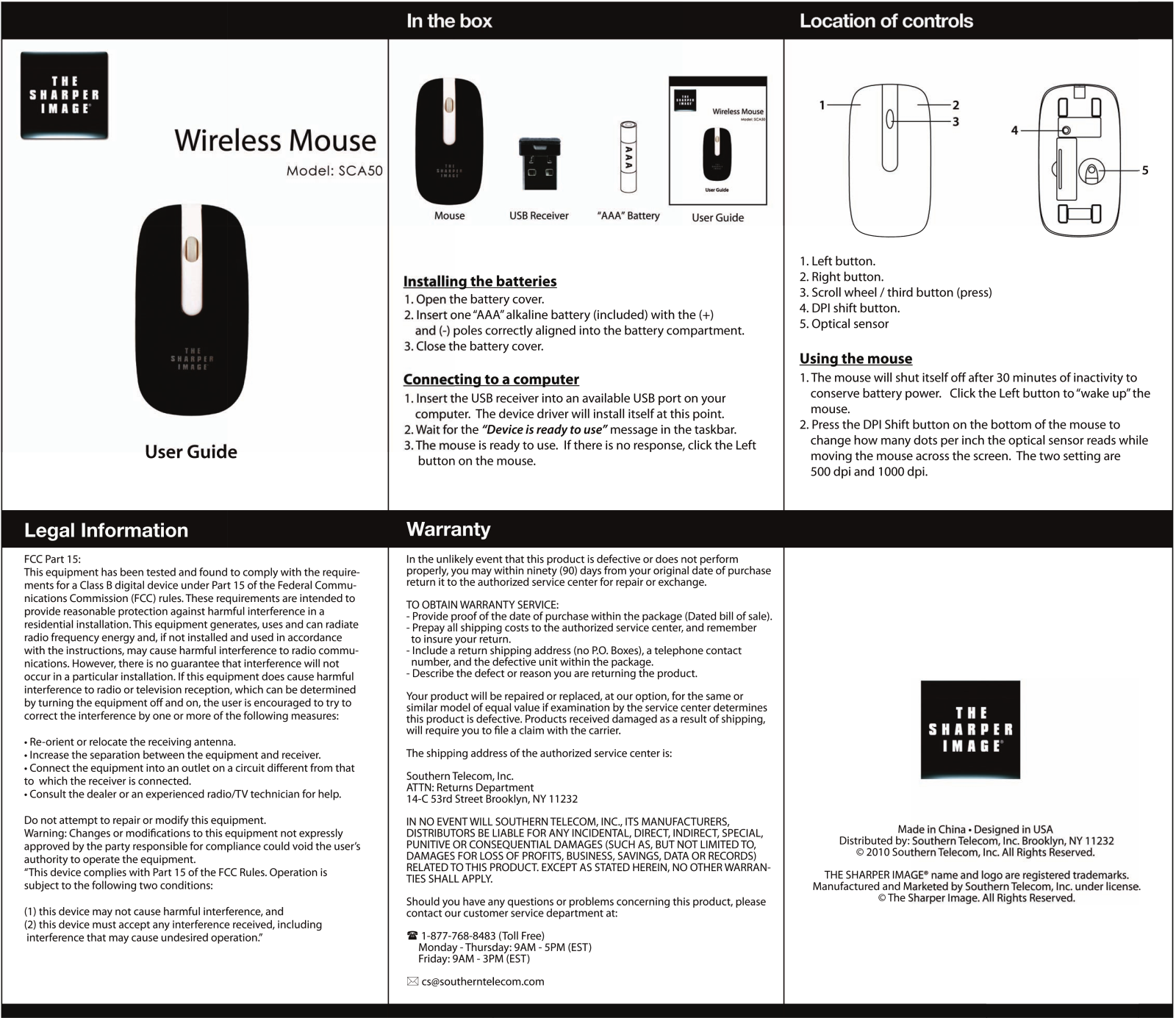 Sharper image SCA50 User Manual