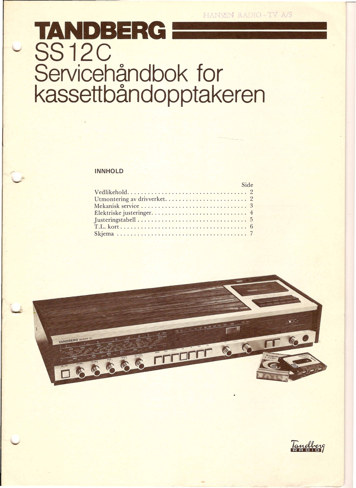 Tandberg Solvsuper 12-C Service manual