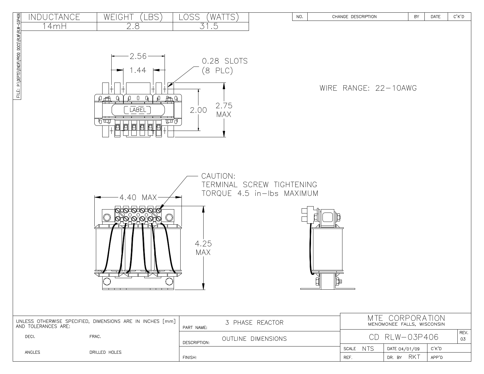 MTE RLW-03P406 CAD Drawings