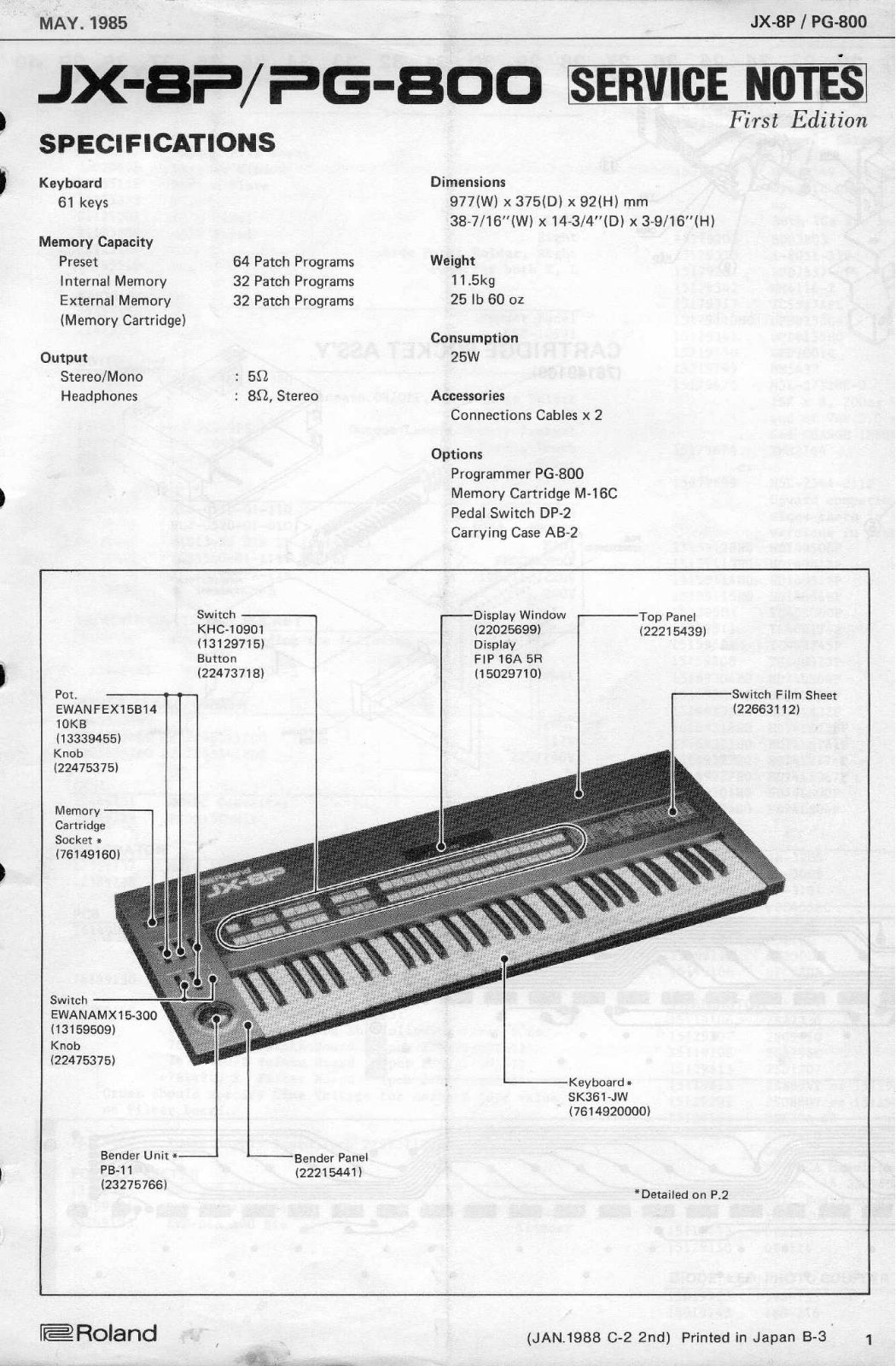 Roland PG-800, JX-8P Service Manual