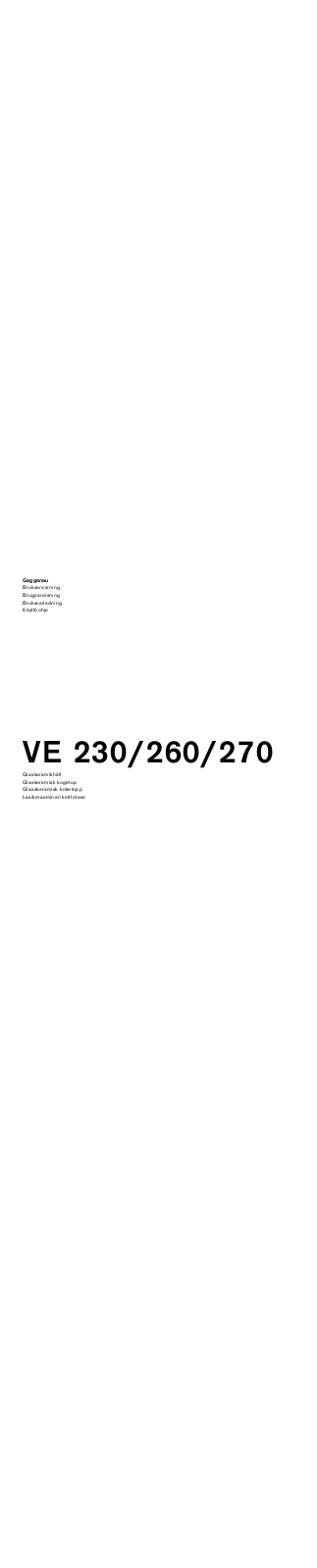 Gaggenau VE270114, VE230114, VE260134, VE230134, VE260114 User Manual