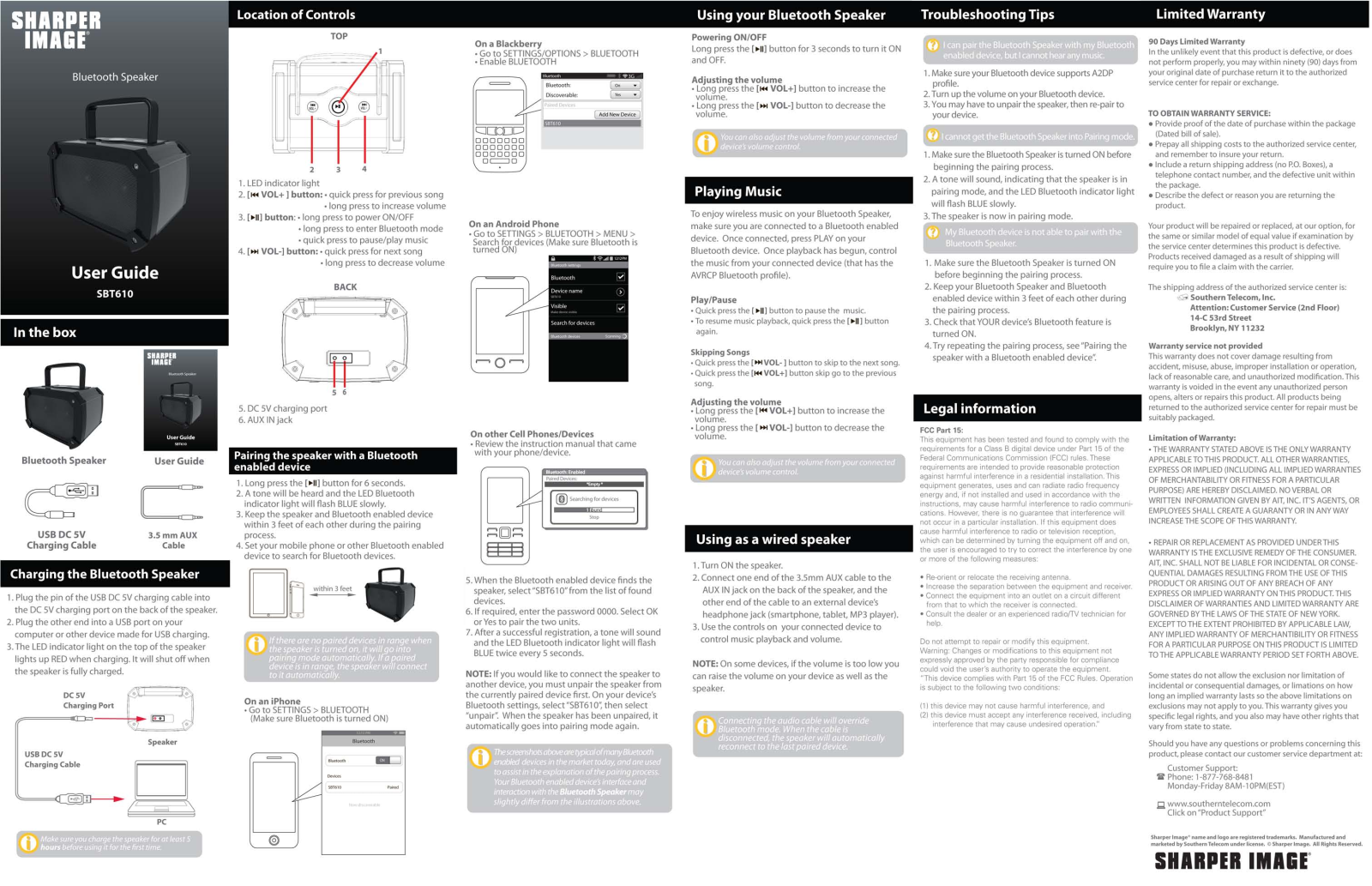 Sharper image SBT610 User Manual