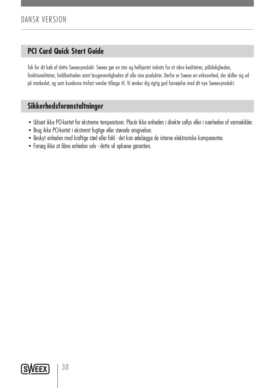 Sweex GC811 QUICK GUIDE