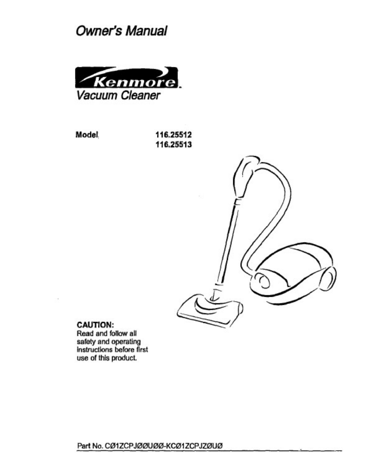 Kenmore 116.25513506 Owner's Manual