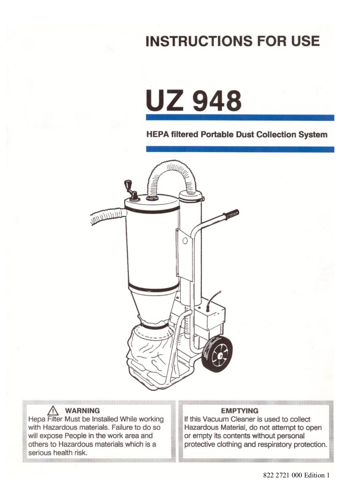 Kent Euroclean UZ 948 Instruction Manual