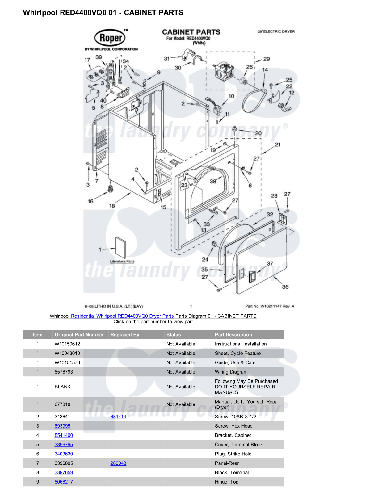 Whirlpool RED4400VQ0 Parts Diagram