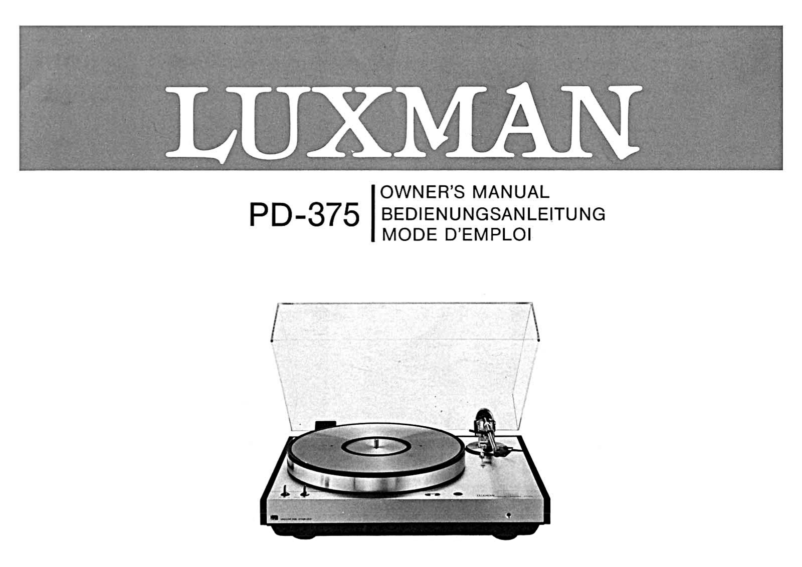 Luxman PD-375 Owners Manual