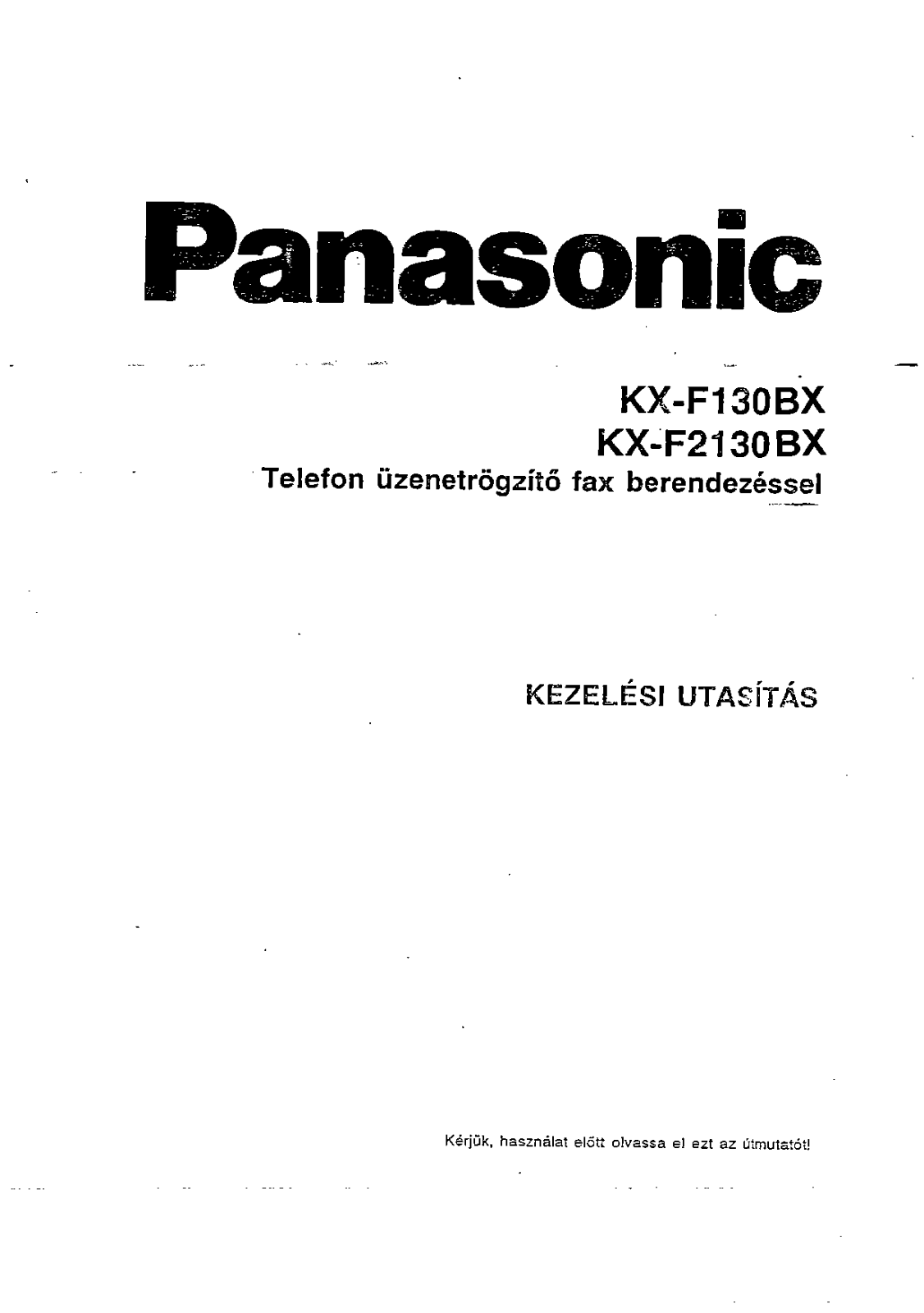 Panasonic KX-F2130BX, KX-F130BX User Manual