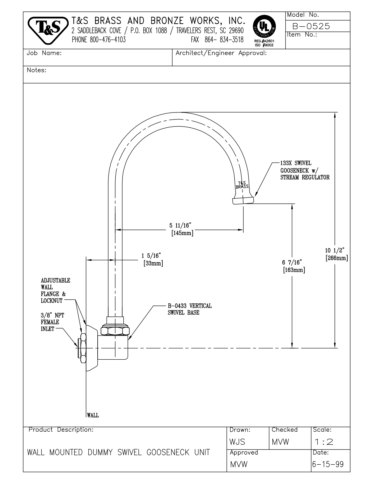 T & S Brass & Bronze Works B-0525 General Manual