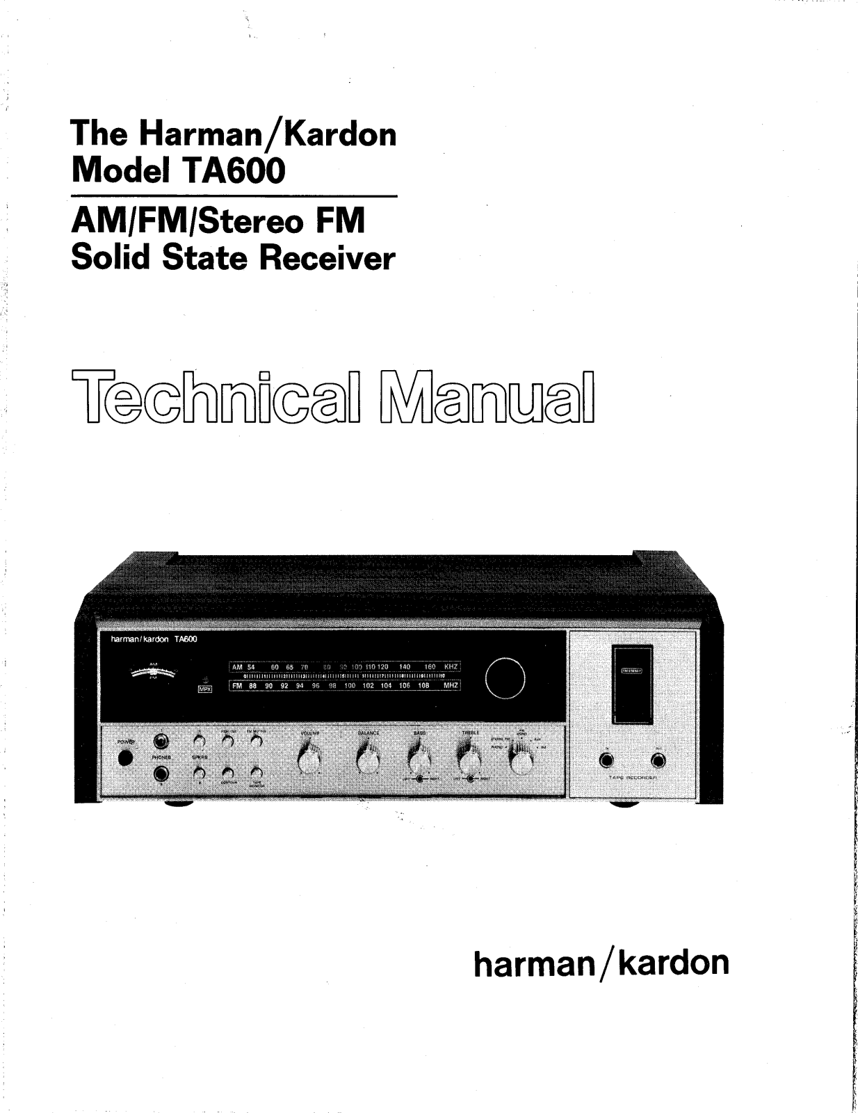 Harman Kardon TA-600 Service manual