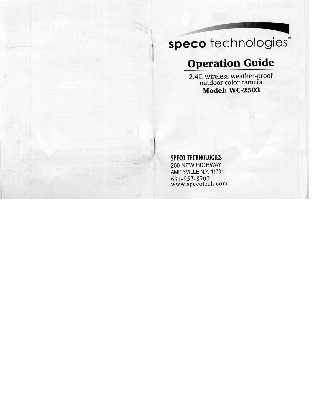 Speco Technologies WC-2503 User Manual