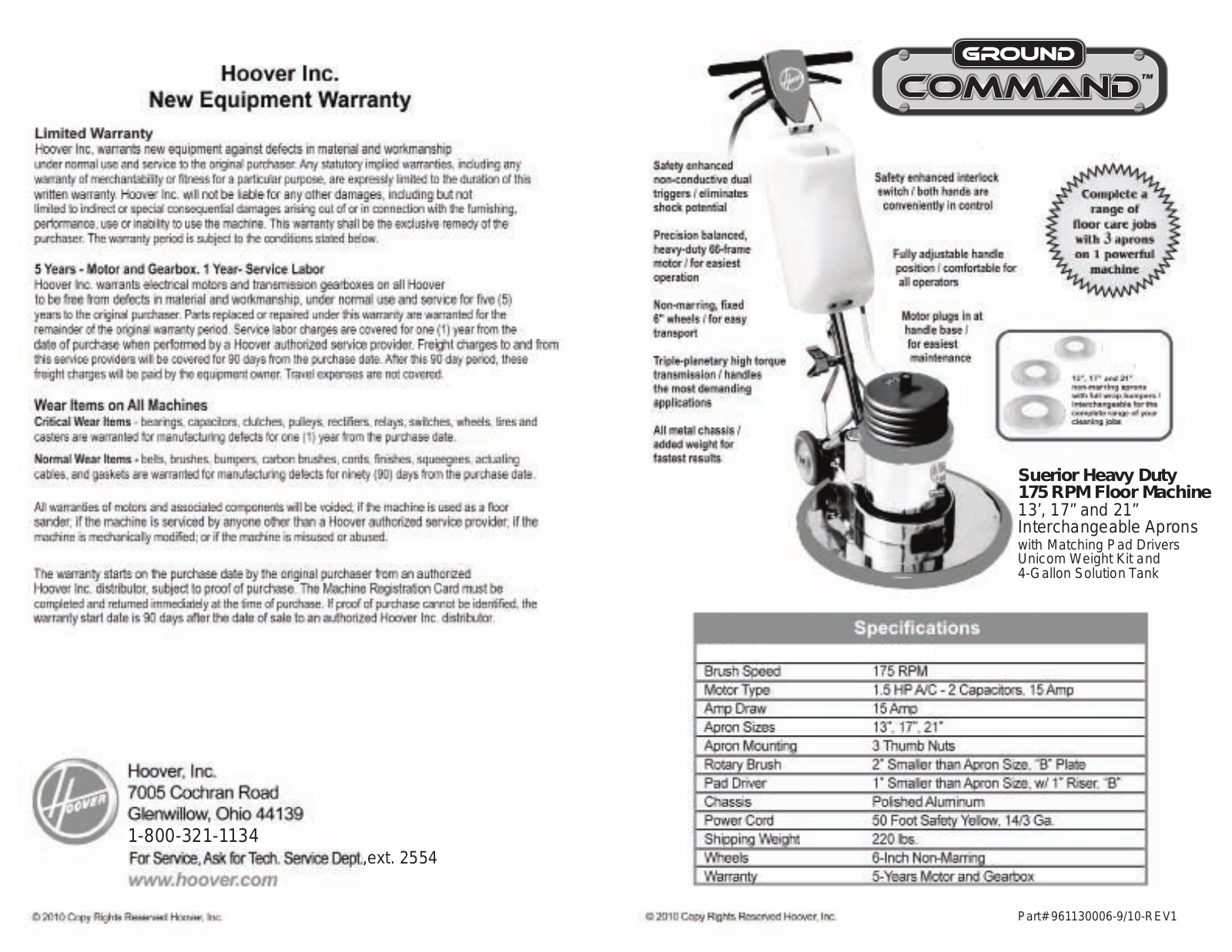 Hoover CH81015 DATASHEET