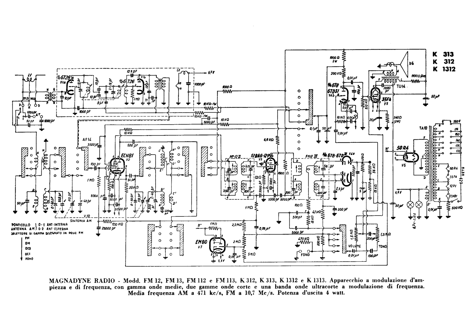 Kennedy k312, k313, k1312, k1313, fm12 schematic