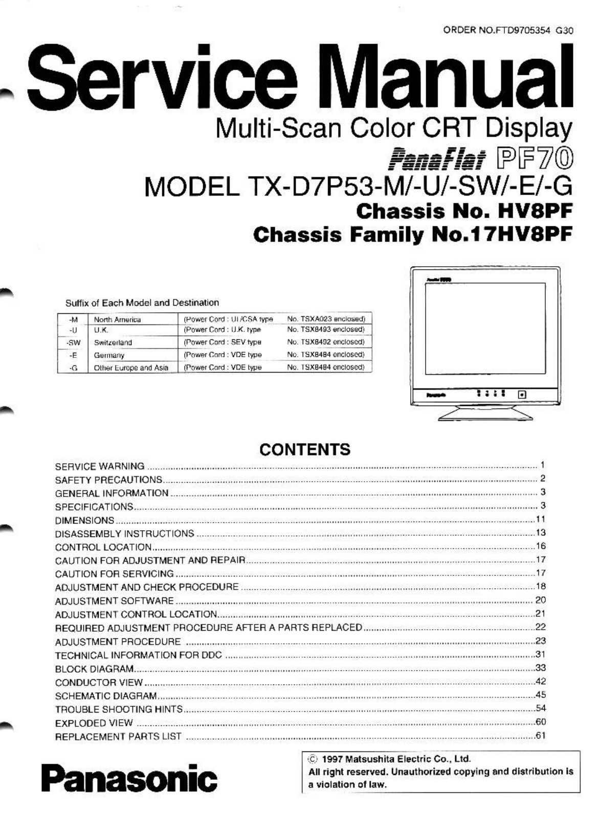 Panasonic TX-D7P53 Schematic