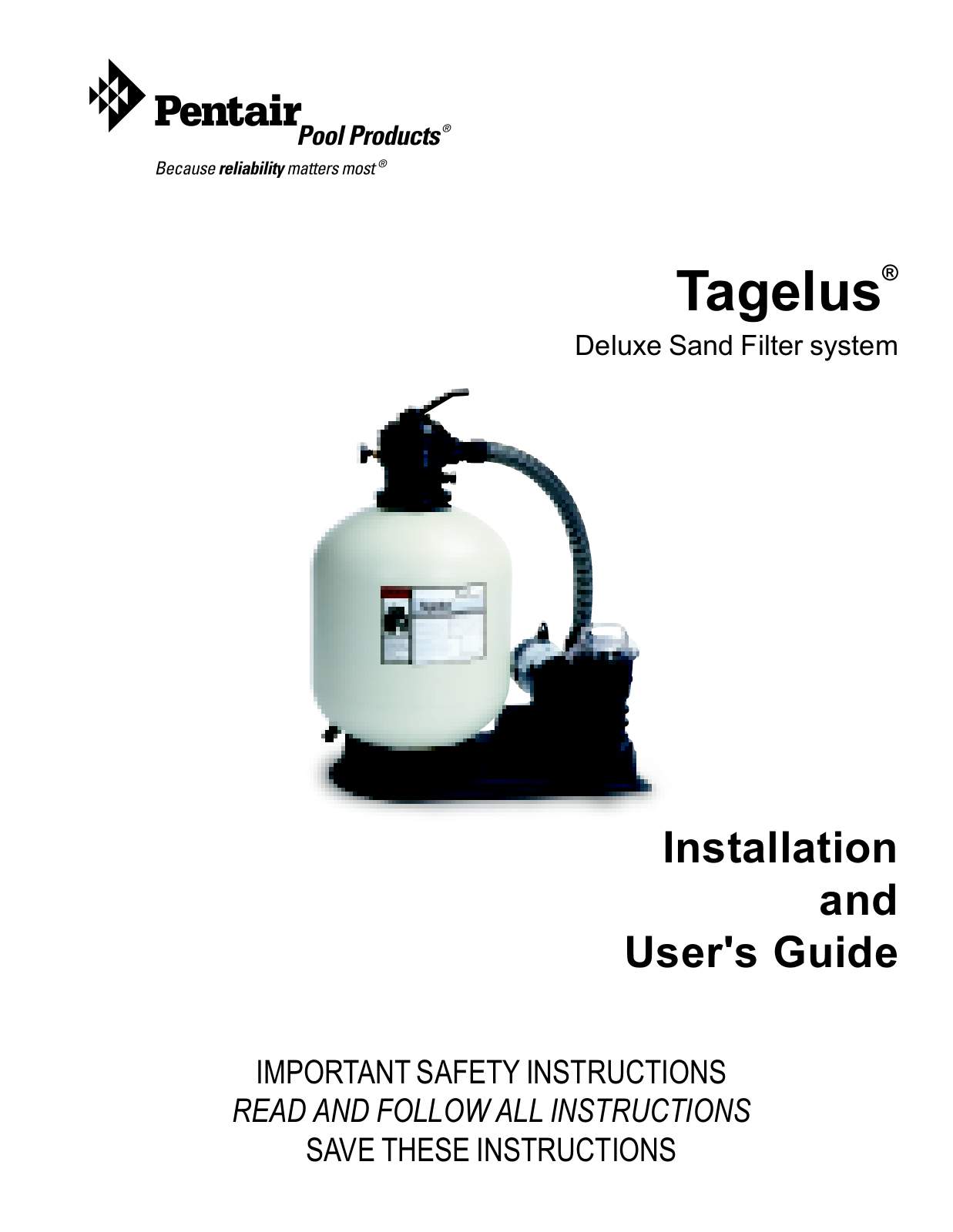 Sta-Rite TA 40D Installation  Manual