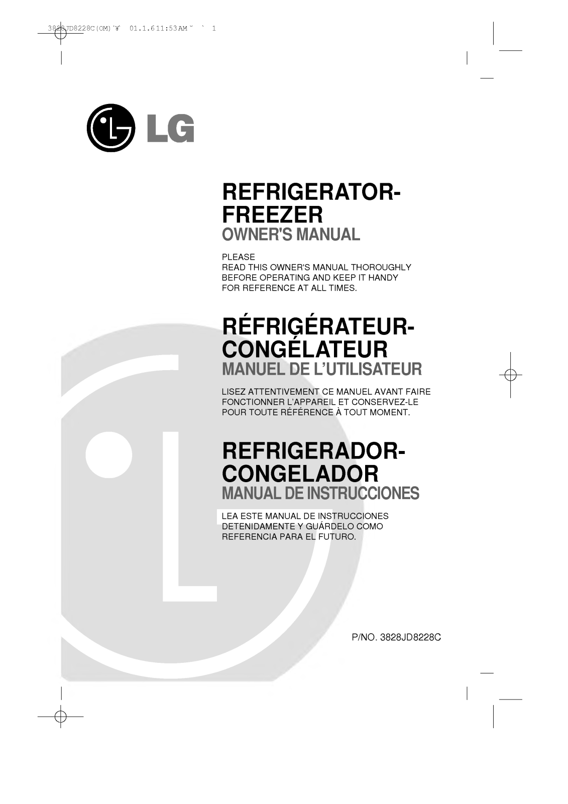 LG GR-62W71CEF User Manual
