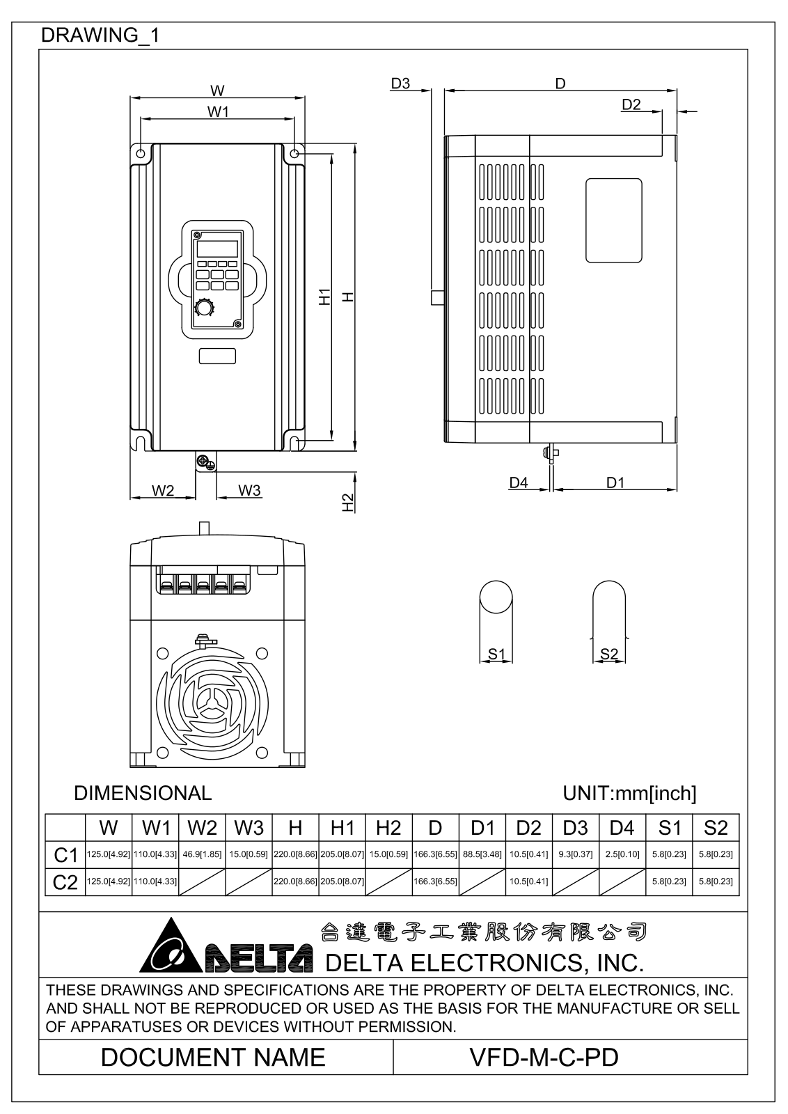 Delta Products VFD-M-C-PD Dimensional Sheet