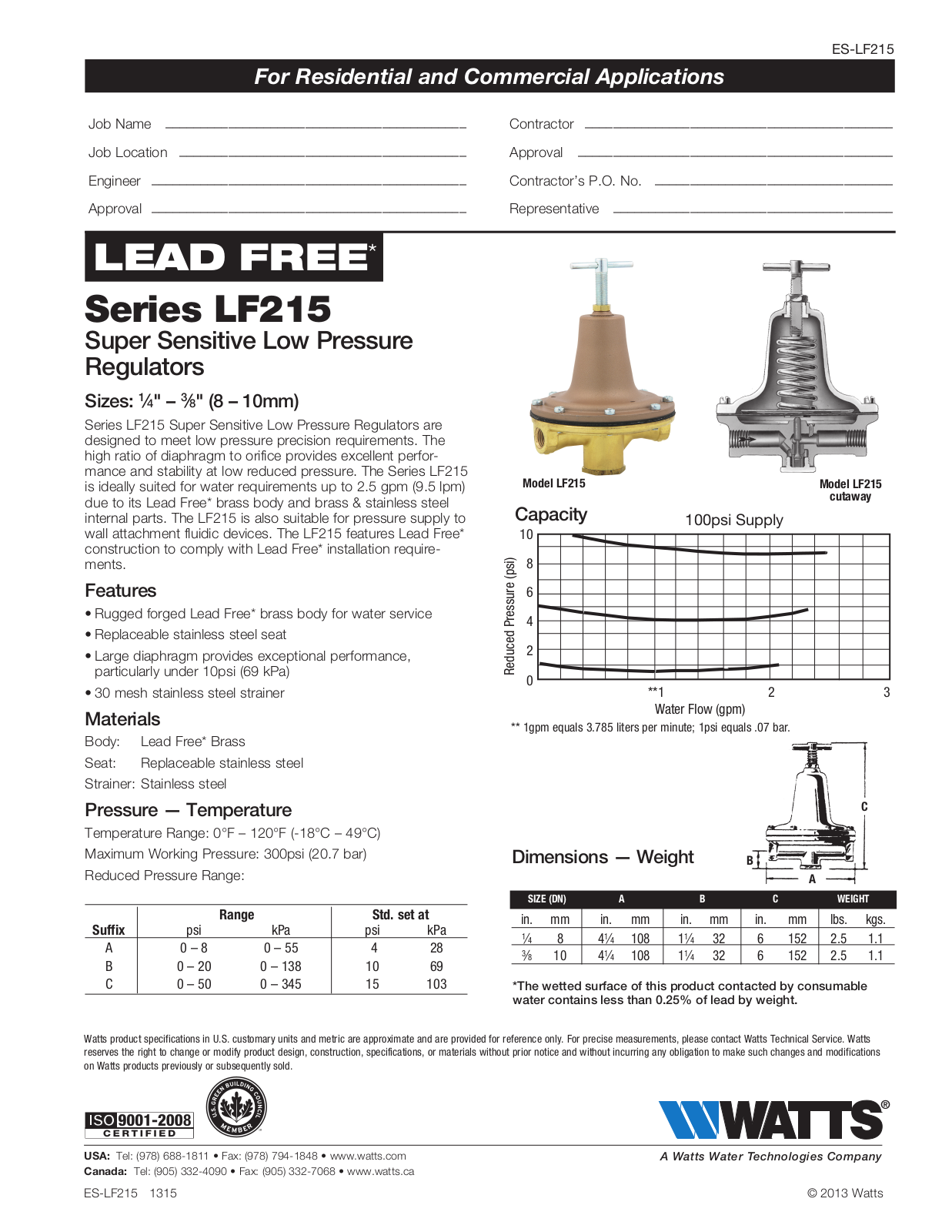 Watts LF215 User Manual