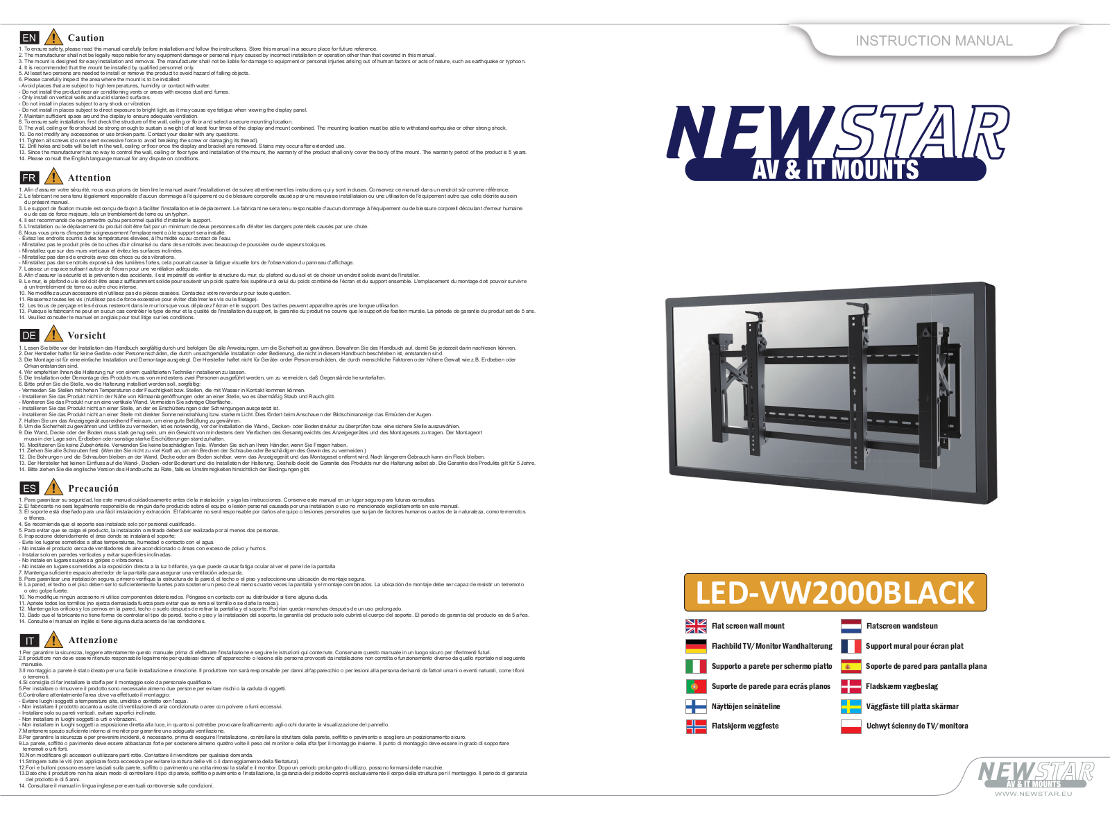 Newstar LED-VW2000BLACK User Manual