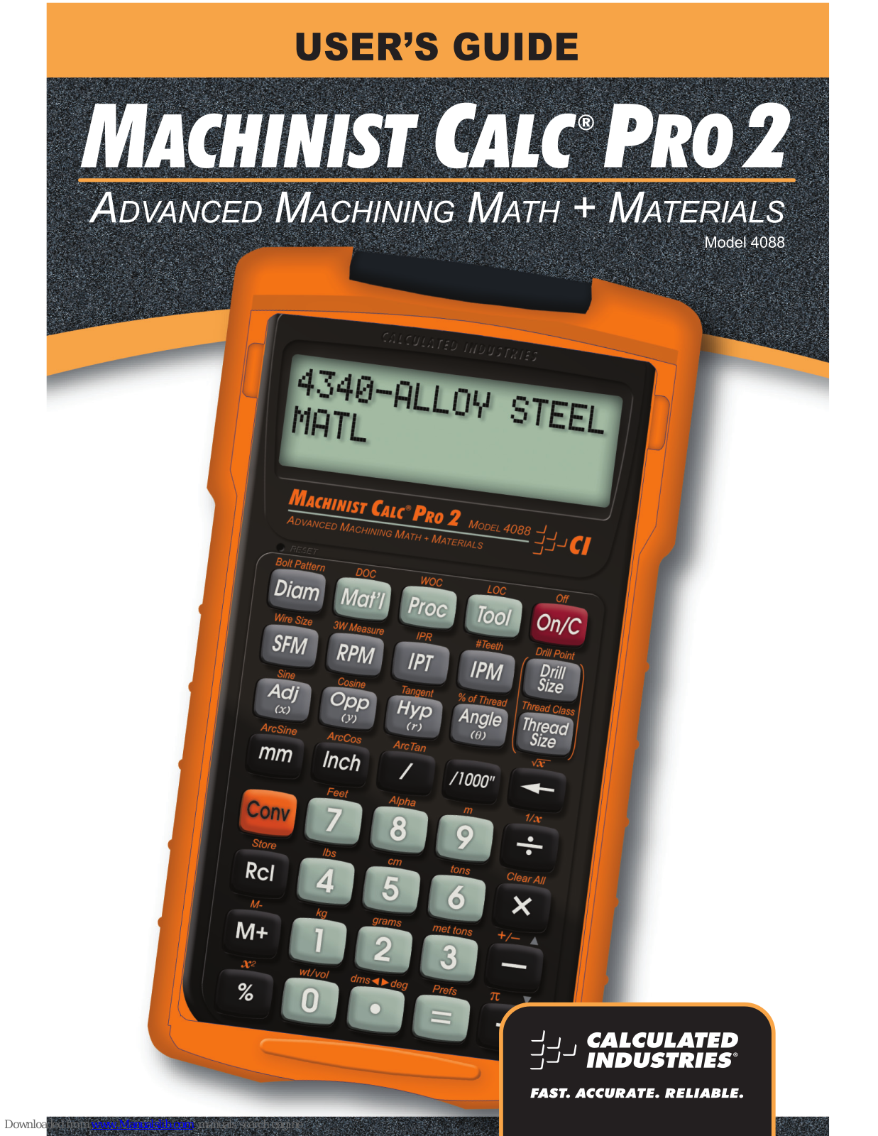 Calculated Industries 4088, Machinist Calc Pro 2 User Manual