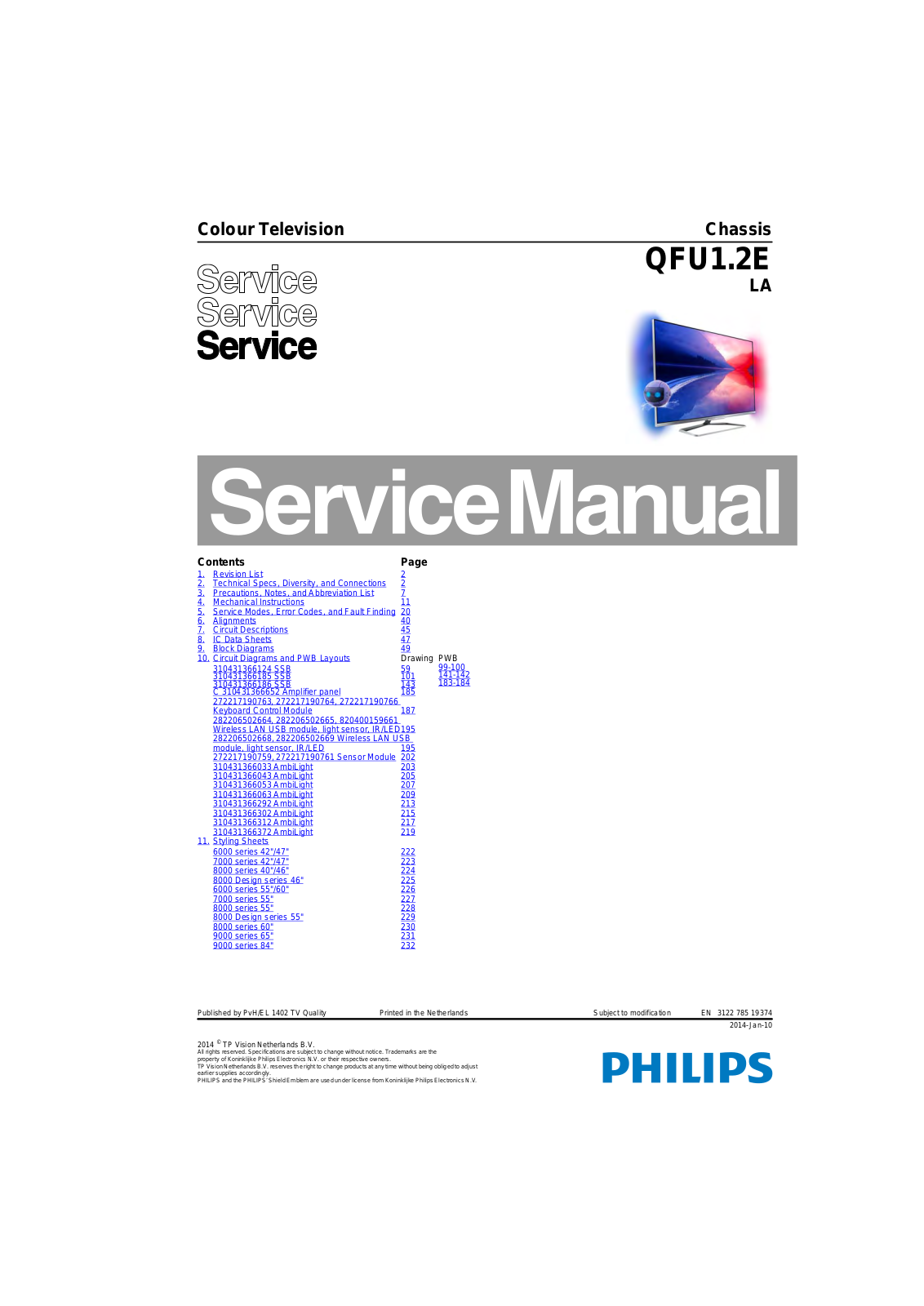 Philips 40PFL8008S12 Schematic