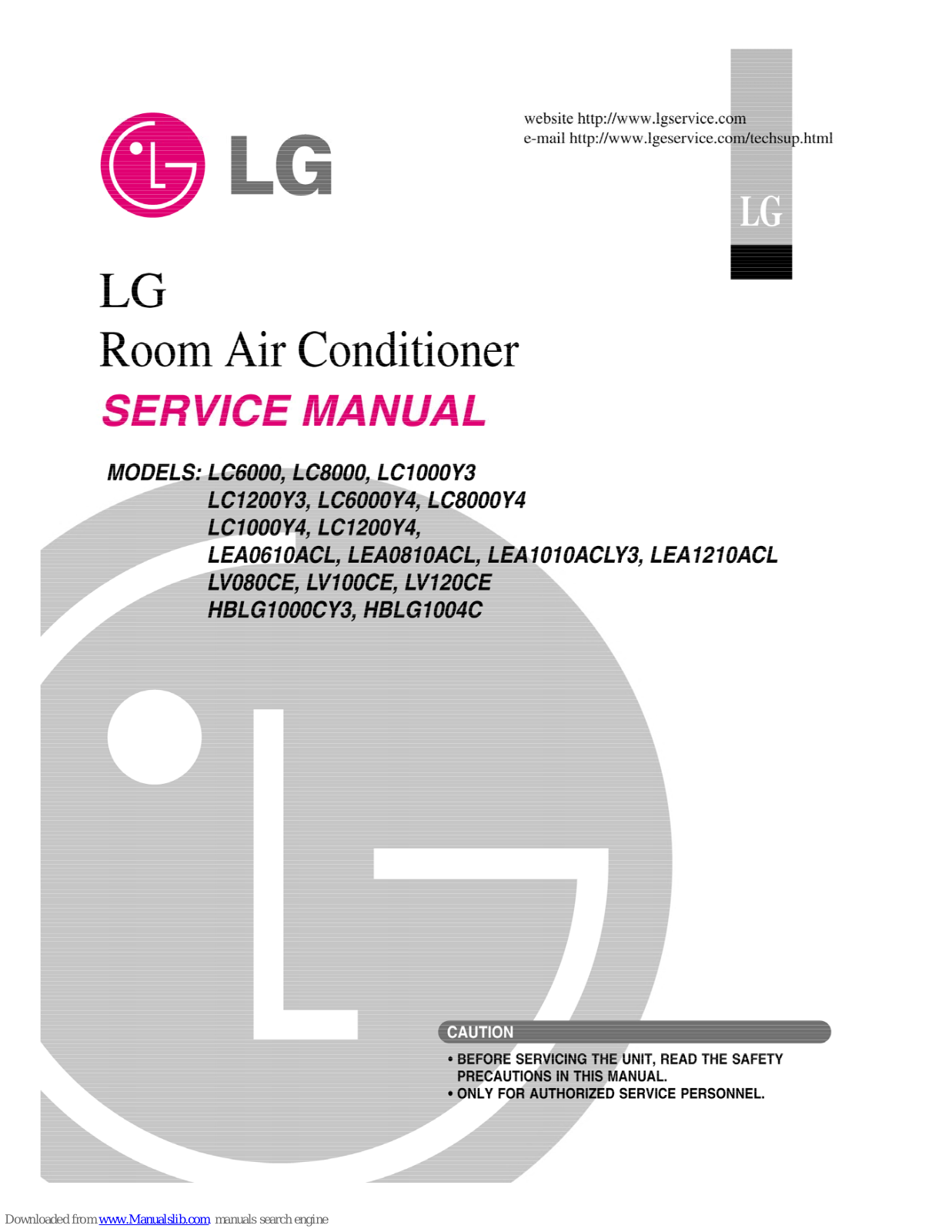 LG LC1000Y4, LC8000, LC1200Y4, LEA0610ACL, LEA0810ACL Service Manual