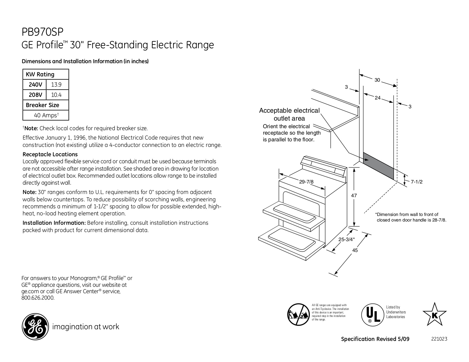 General Electric PB970SPSS User Manual