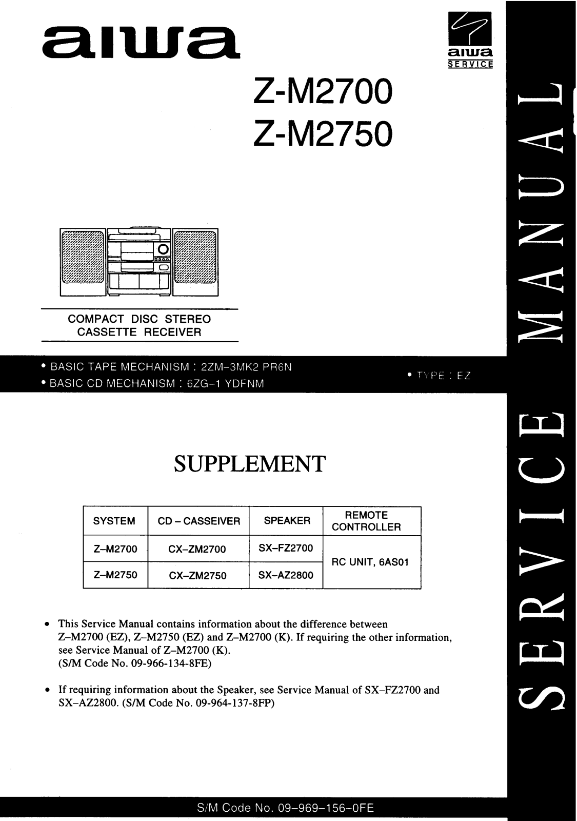 Aiwa ZM2700, ZM2750 Service Manual