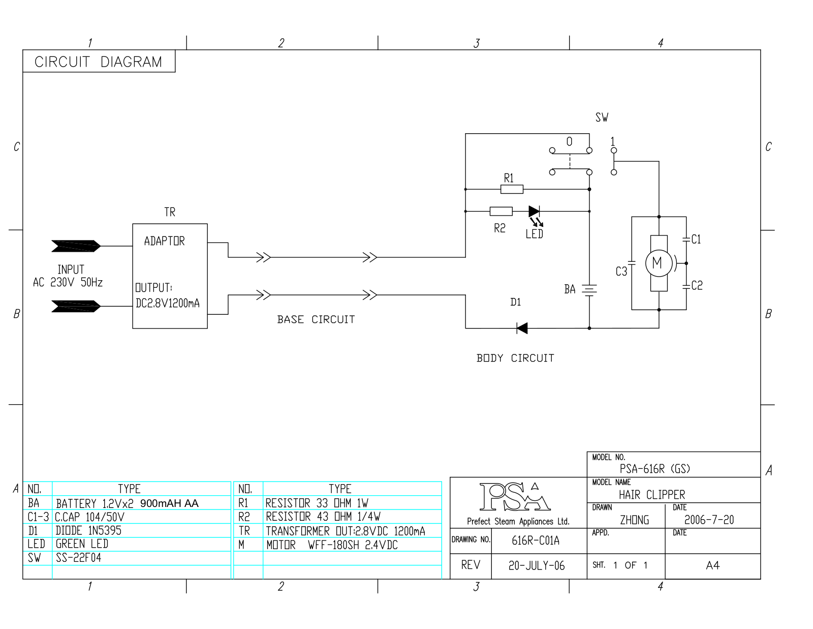 Vitek PSA-616R Circuit diagrams