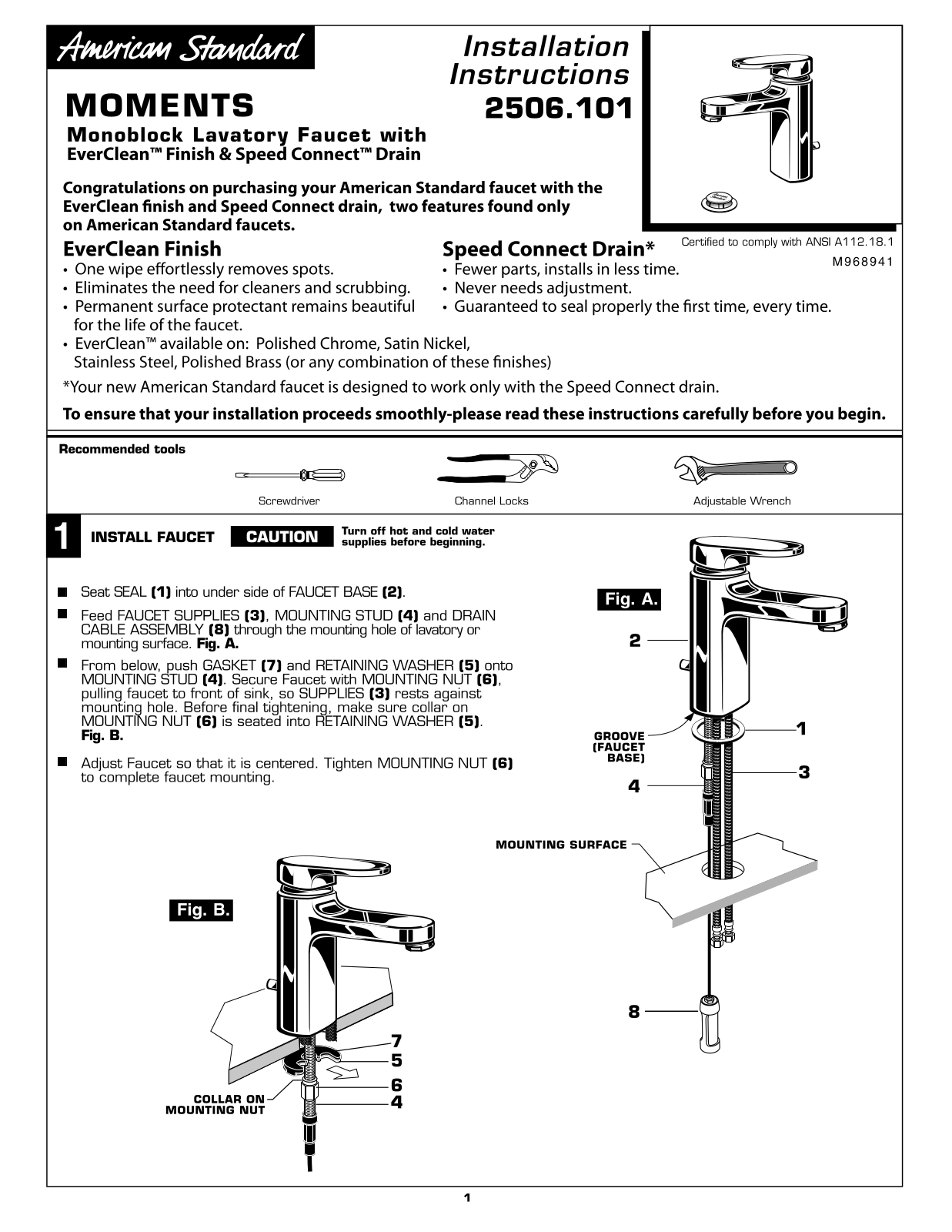 American Standard 2506.101 User Manual