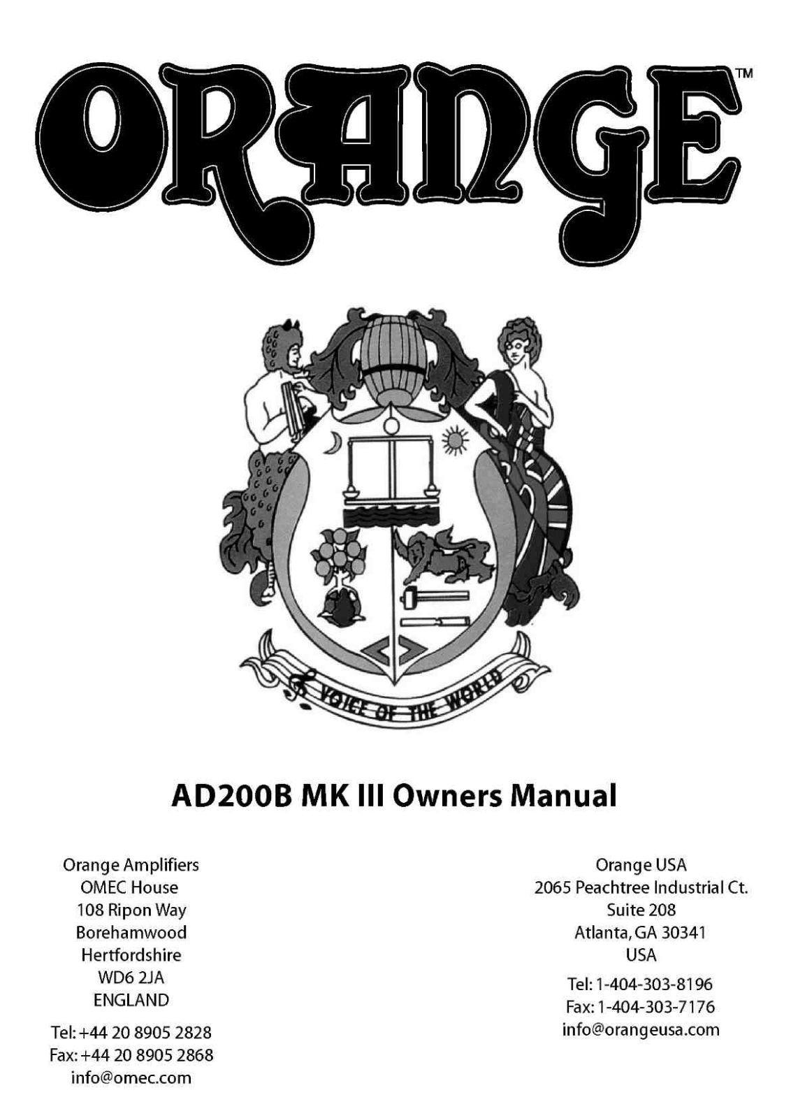 Orange AD200B MKIII Owner's Manual