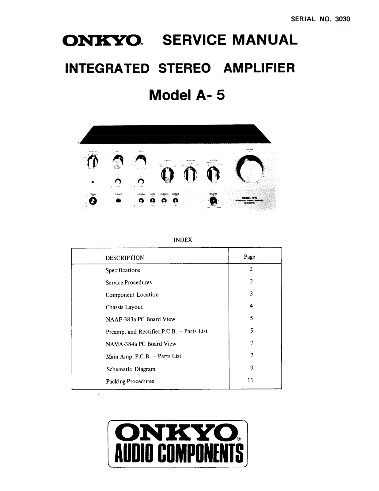 Onkyo A-5 Service Manual