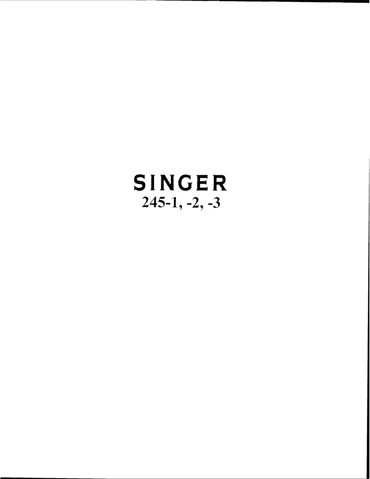 Singer 245-1, 245-2, 245-3 Instruction Manual