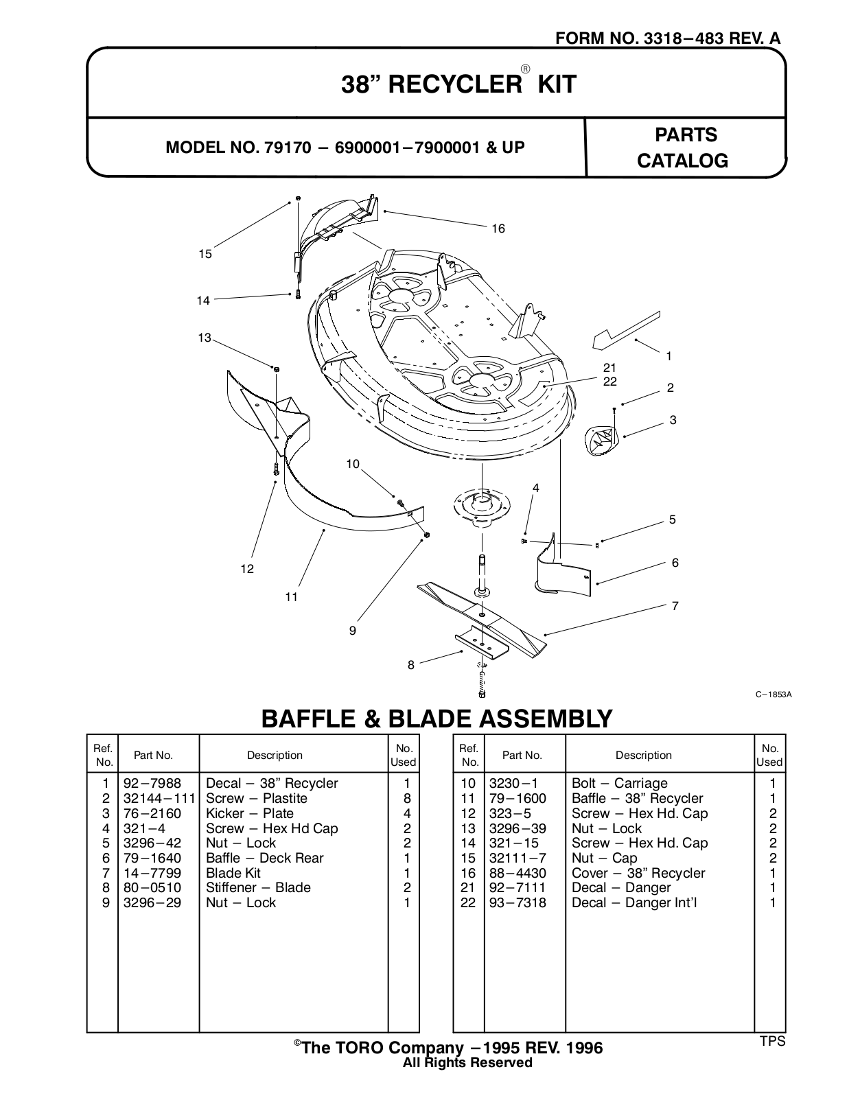 Toro 79170 Parts Catalogue