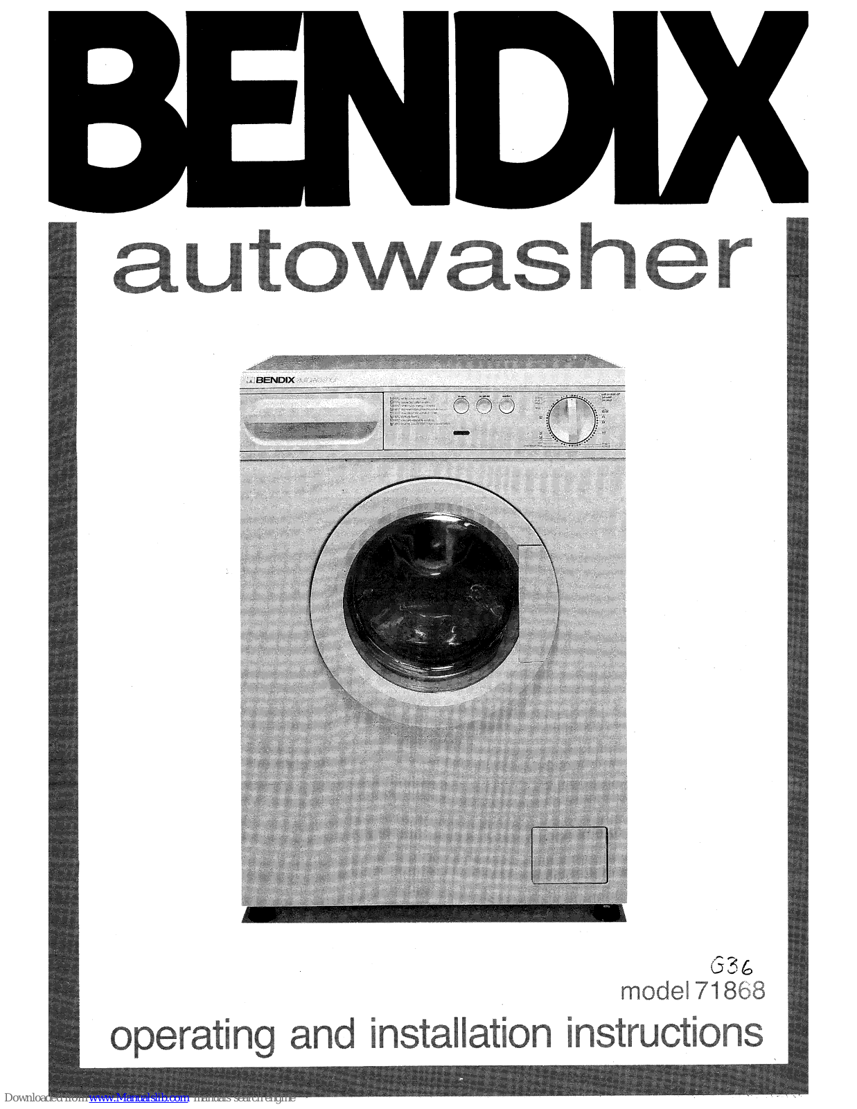 BENDIX 71868 Operating And Installation Manual