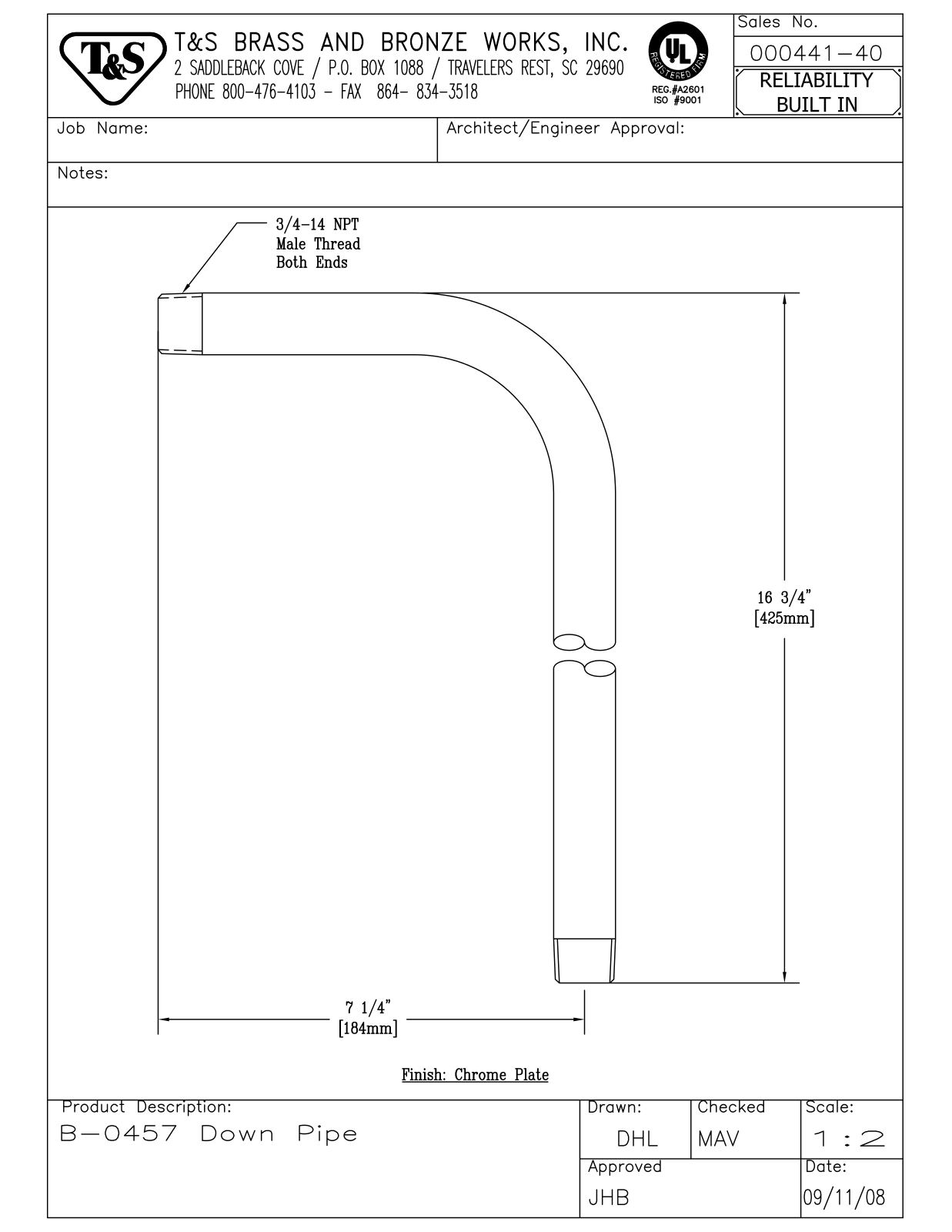 T&S Brass 000441-40 User Manual