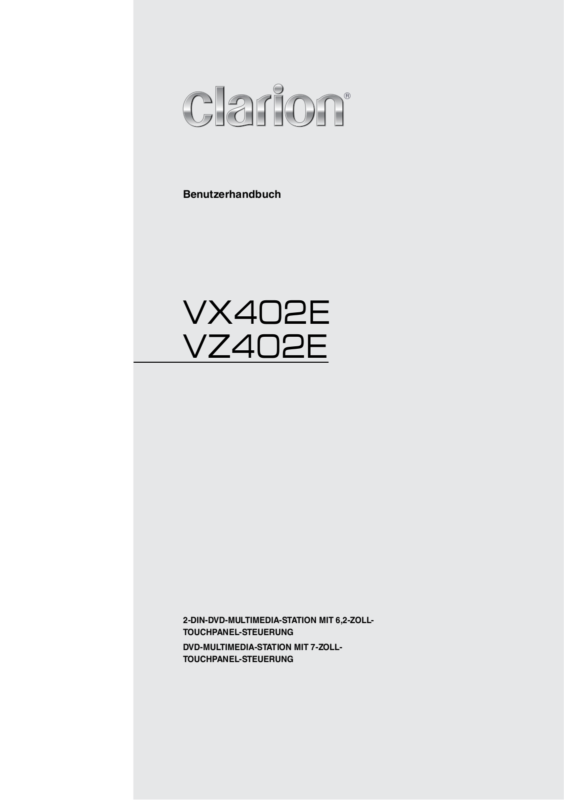 Clarion VX402E, VZ402E Owner`s Manual