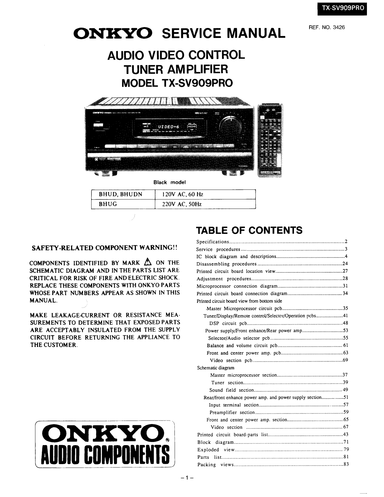 Onkyo TXSV909PRO Service Manual