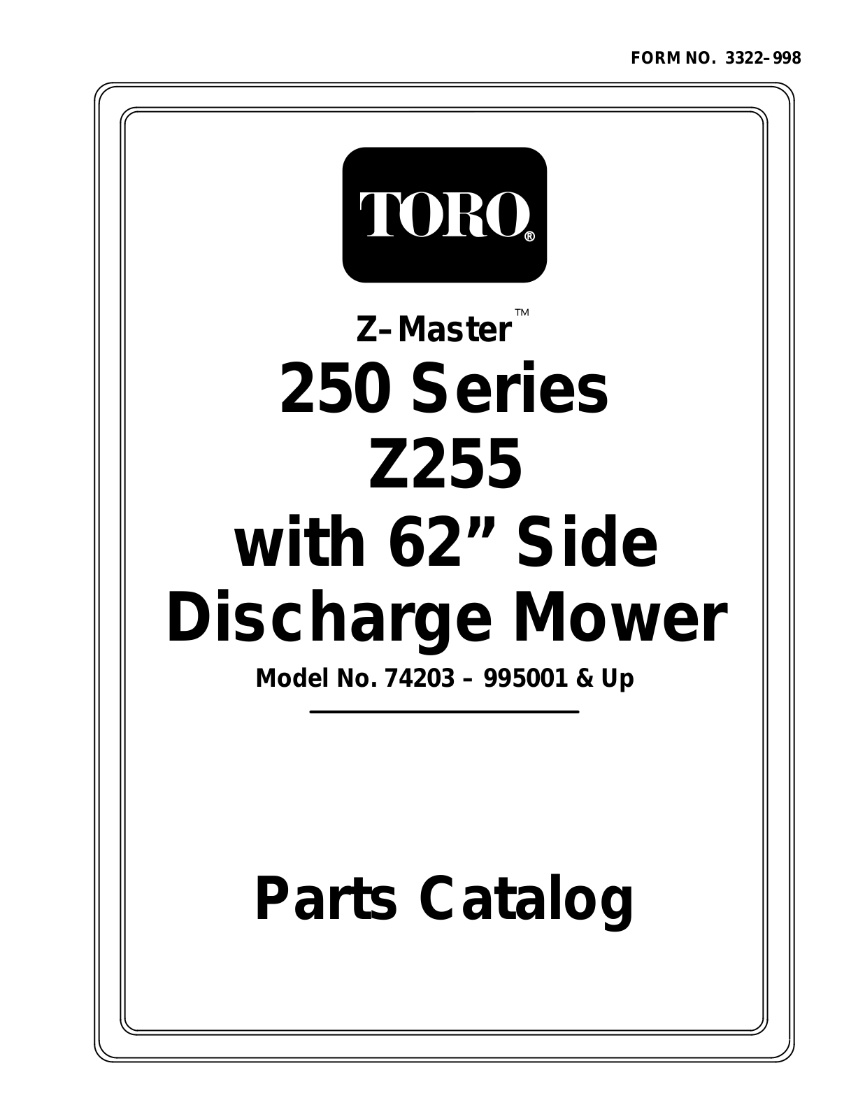 Toro 74203 Parts Catalogue