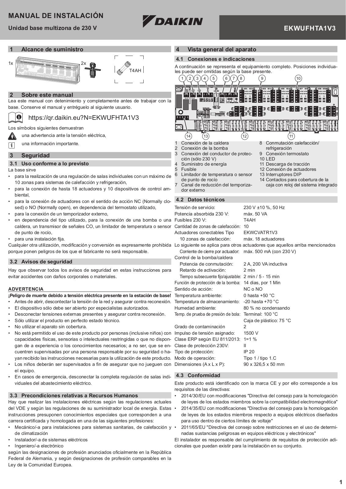 Daikin EKWUFHTA1V3 Installation manuals