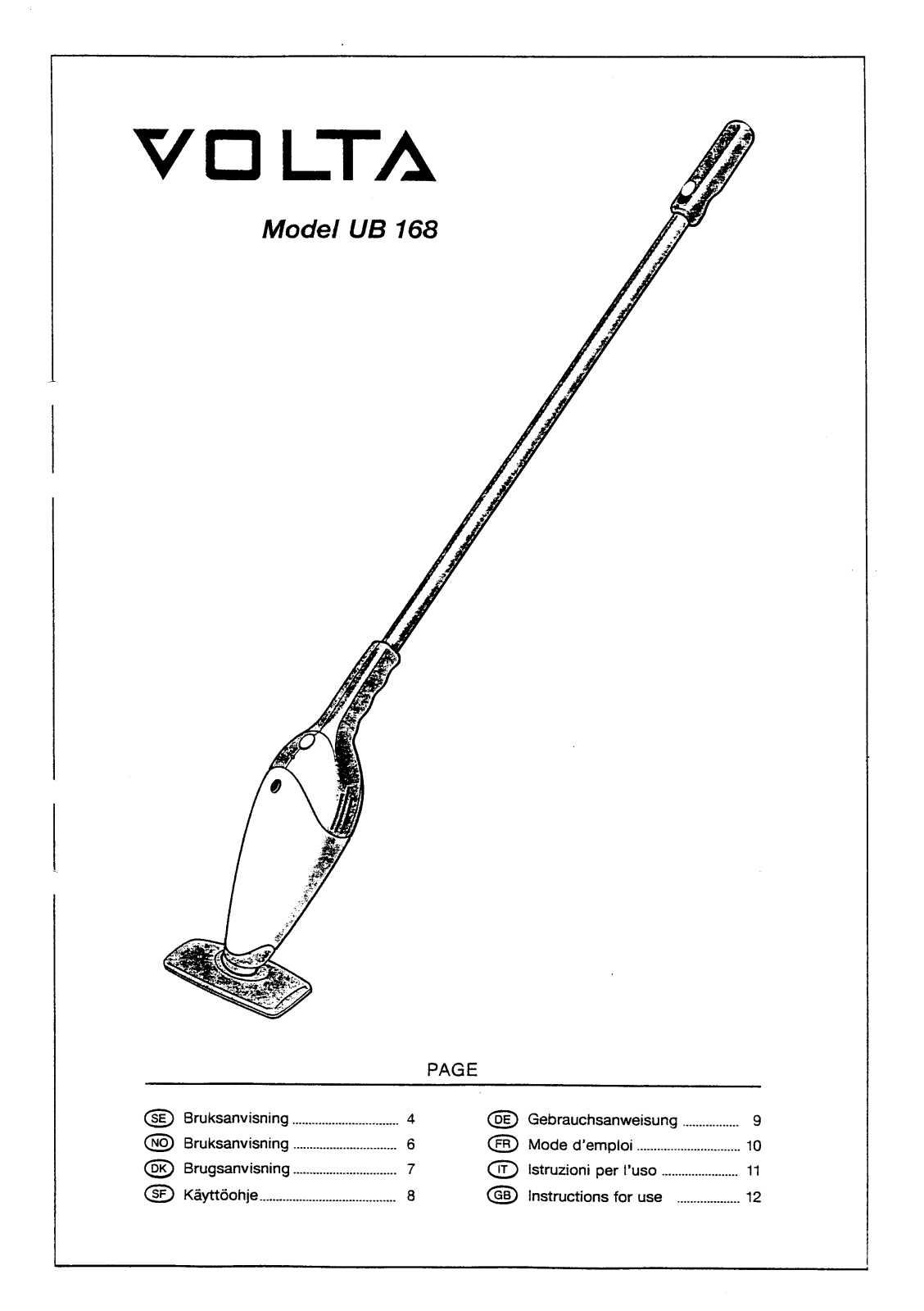 Volta UB188, UB168 User Manual