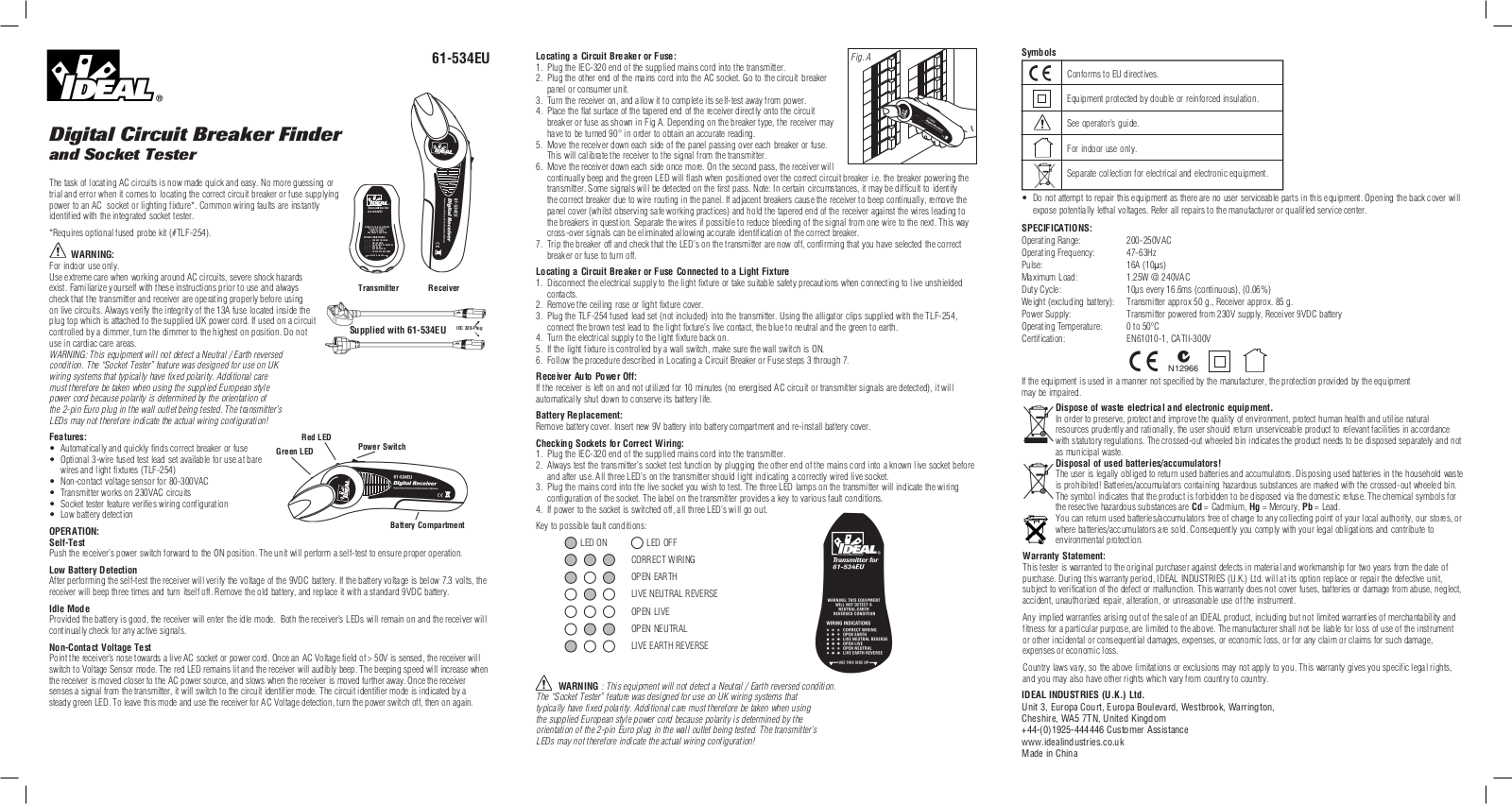 IDEAL Electrical 61-534EU Instruction Sheet