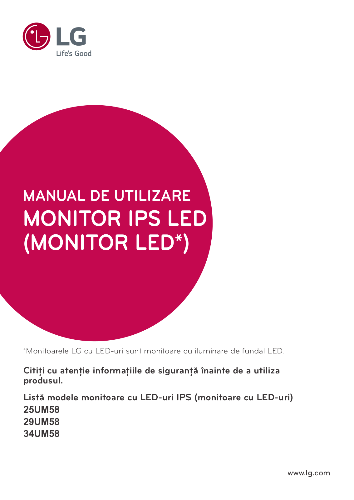 LG 25UM58-P Owner's Manual