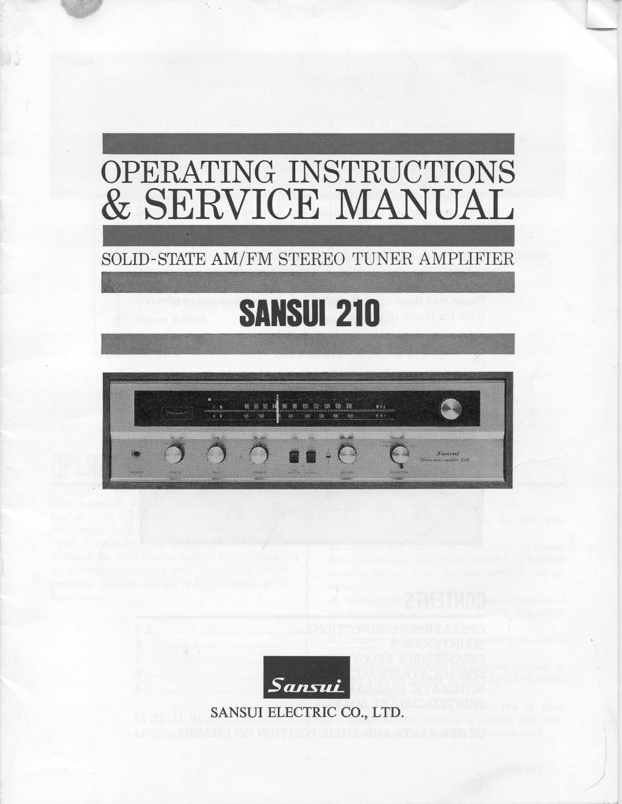 Sansui 210 Service manual