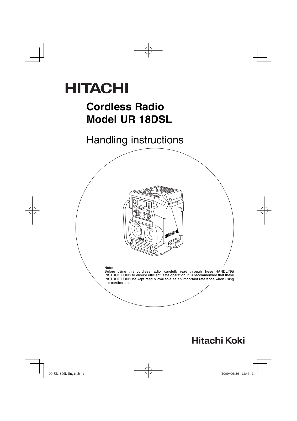 Hitachi UR 18DSL User Manual