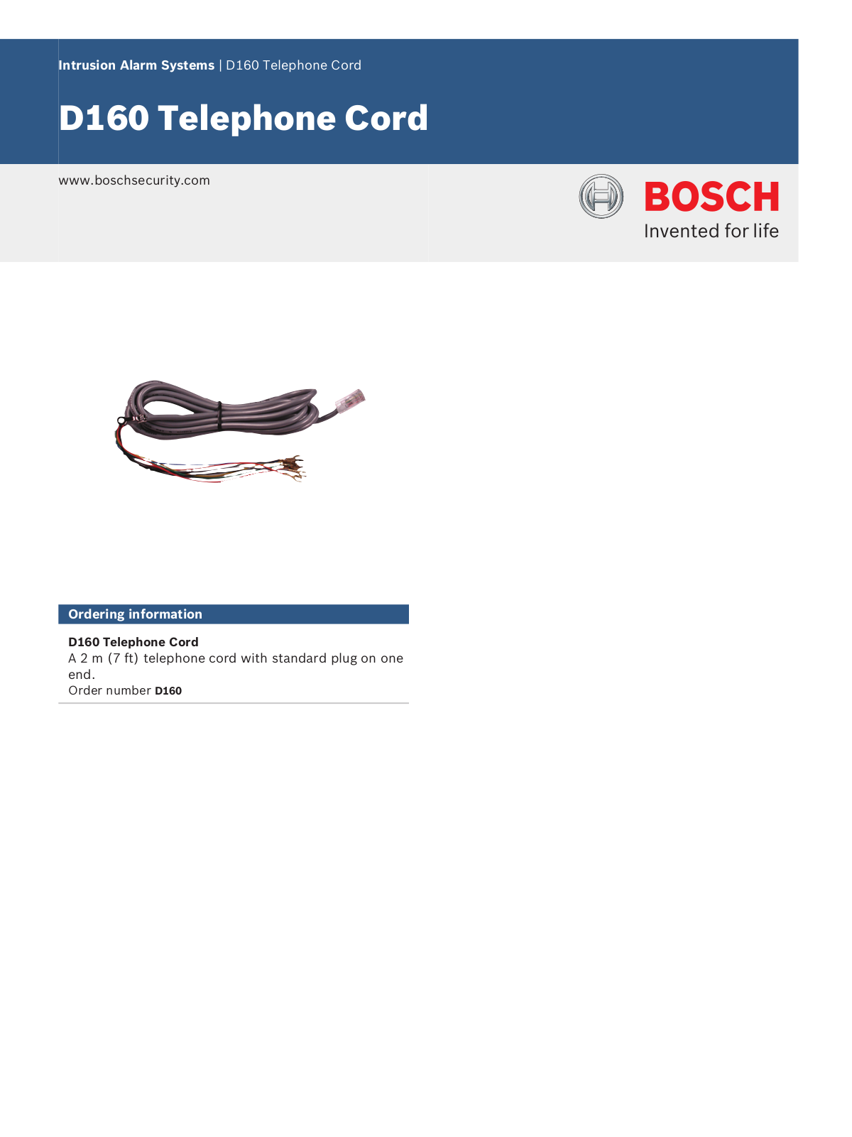Bosch D160 Specsheet